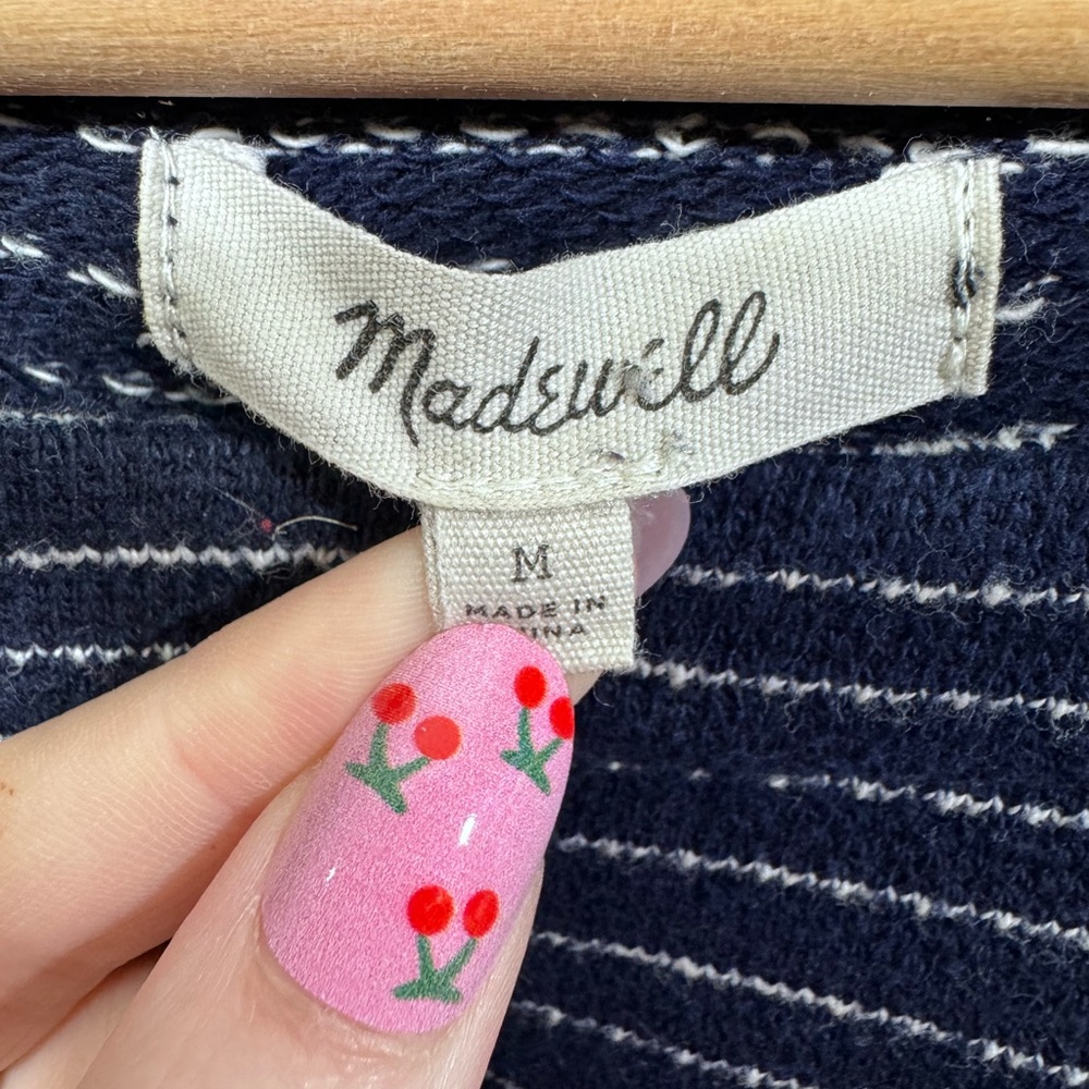 Madewell Striped Side-Lace Deep Navy and White Long sleeve Top - Picture 9 of 11